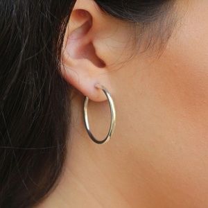 2 pairs Classic Thick & Thin Hoops silver earrings